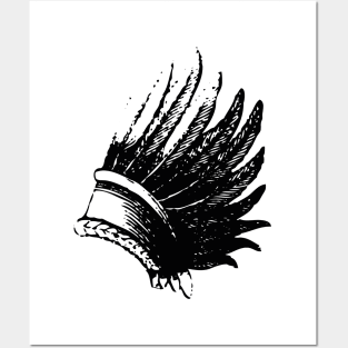 Black indian war bonnet Posters and Art